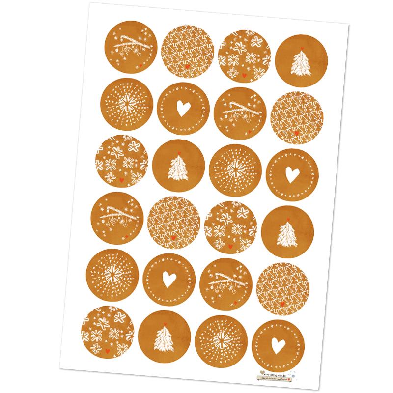 Weihnachtssticker im schönen Design als Weihnachtsdeko Kupfer