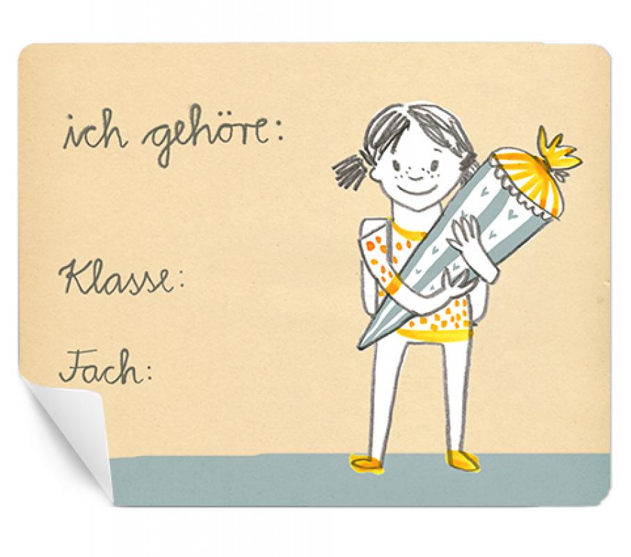 Rechteckige Namenssticker für die Schule zum Beschriften, Mädchen