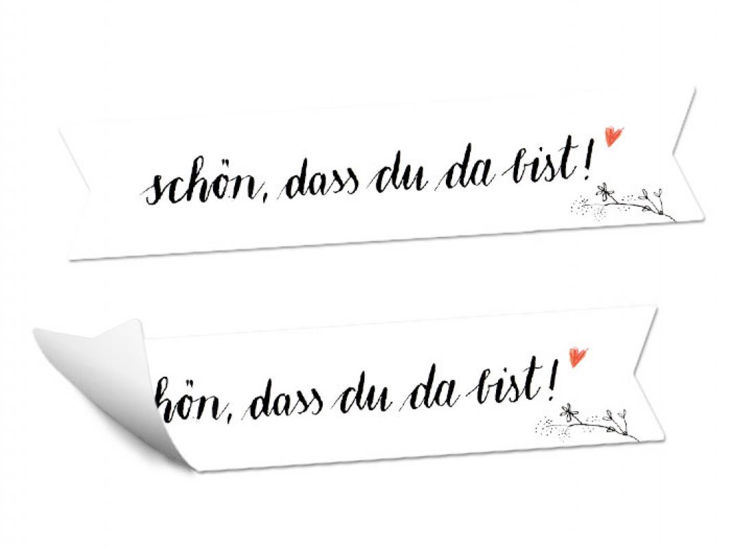 Gastgeschenk Wimpel Sticker, Schön, dass du da bist, Schwarz Weiß EINE DER  GUTEN