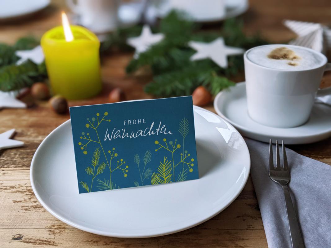 Weihnachtliche Geschenkanhänger Blau Weiß, mini Klappkarten zum beschriften deiner Geschenke an Weihnachten