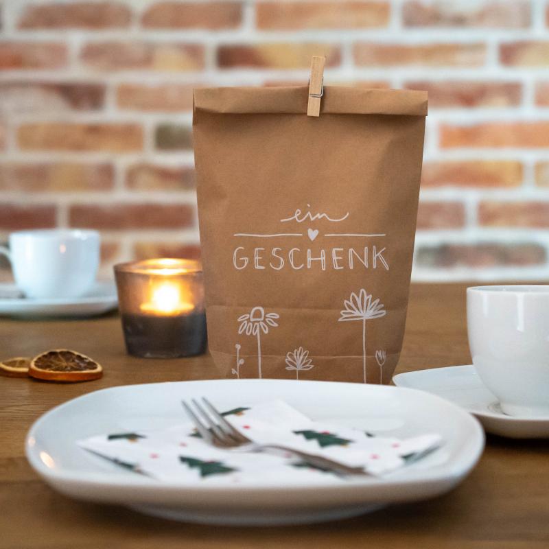 Geschenktüten Set ein Geschenk für Gastgeschenke zur Hochzeit, Weihnachten, Geburtstag, Beige Weiß