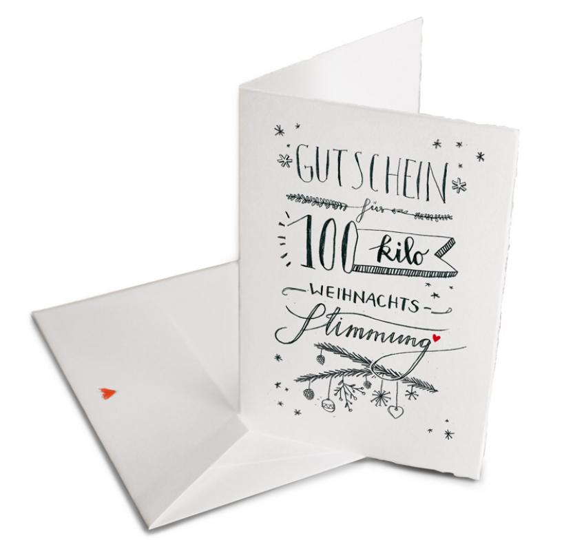 Handlettering Klappkarte aus Bütte zu Weihnachten als Gutschein Karte EINE DER GUTEN