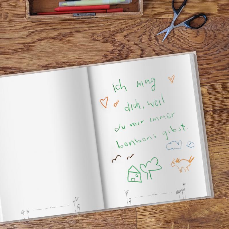 Gästebuch Altrosa, Hardcover Hochzeitsgästebuch mit blanko Seiten, Handlettering Blumen Design