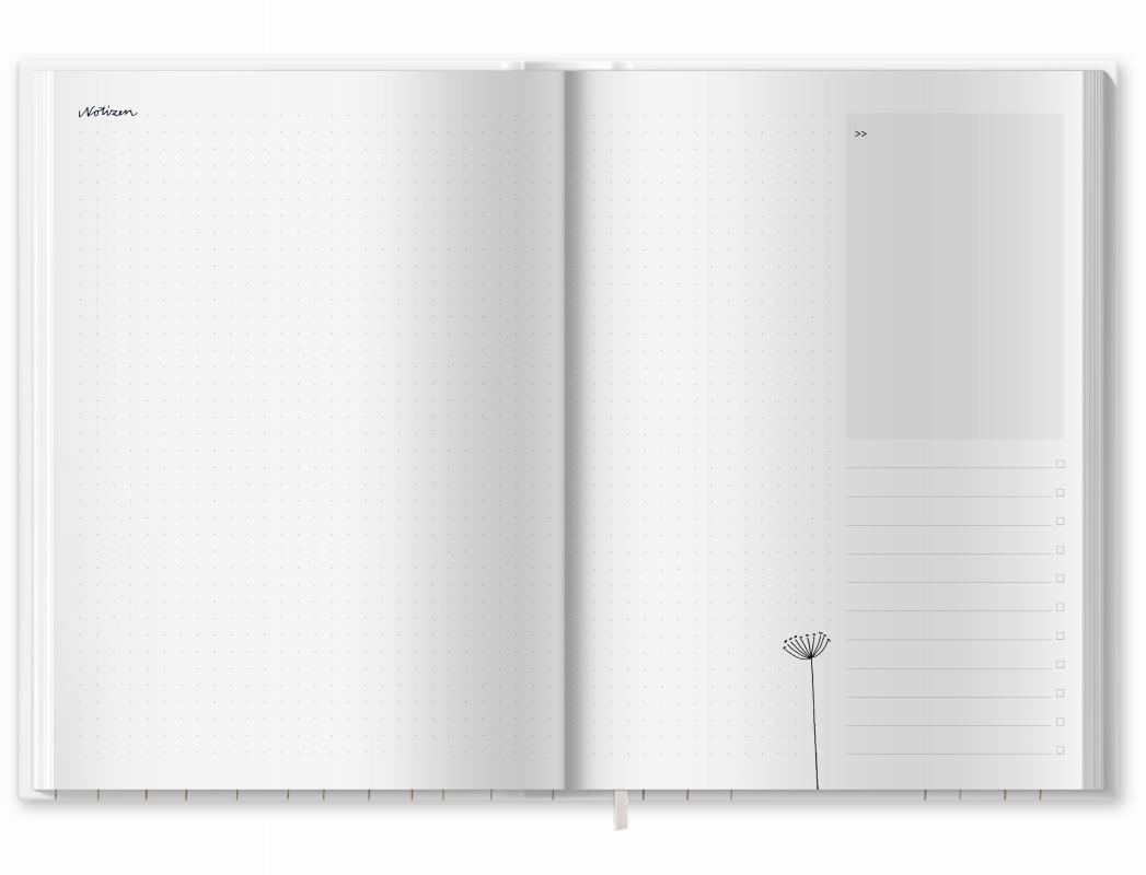 A5 Terminkalender 2022 mit blanko Seiten gepunktet für Skizzen, Doodles, Bullet Journaling