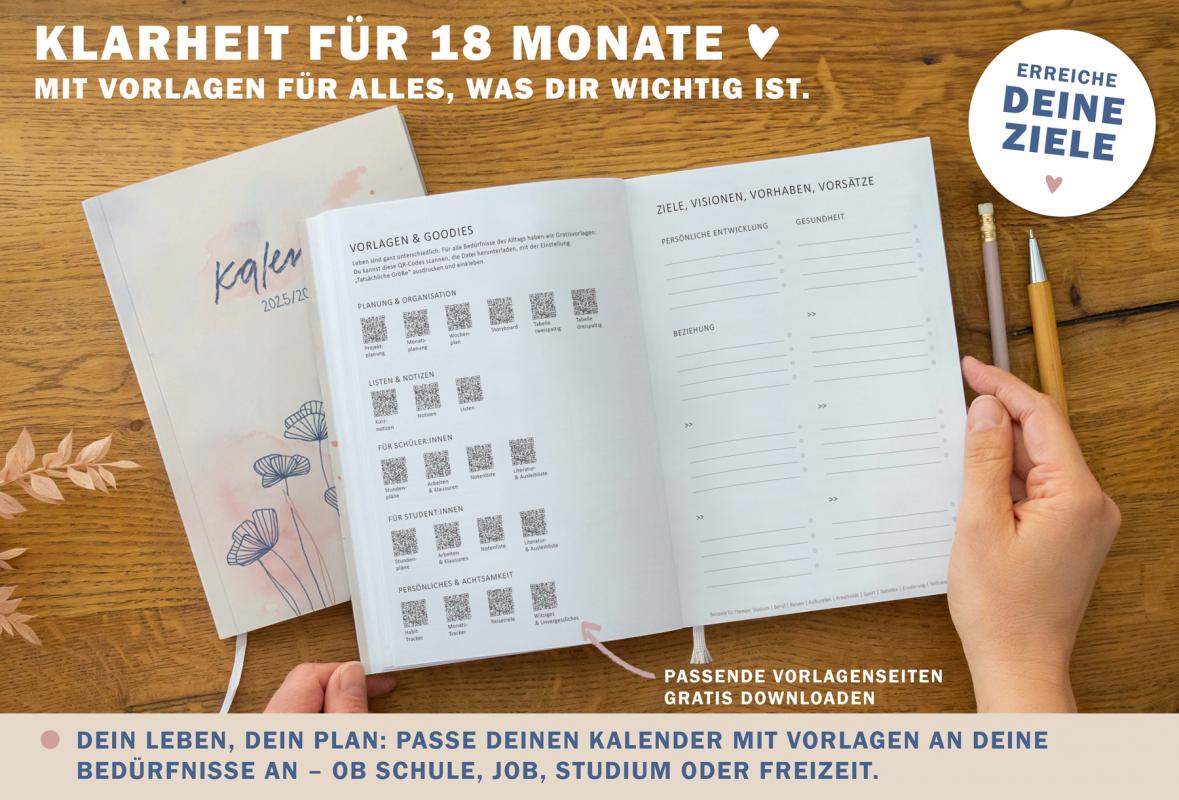 Ferienübersicht Terminkalender 2025 2026 als Hausaufgabenheft oder Studikalender für Uni & FH verwendbar