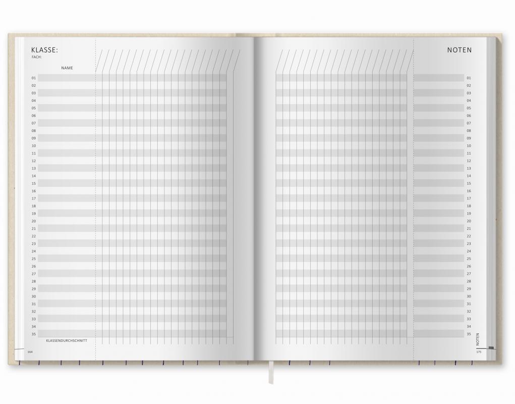 Lehrerkalender für Schuljahr 2022 2023, beige, mit Stundenplan, Klassenlisten, Kontaktlisten, Klassenarbeiten Planung, Vertretungsstunden, u.v.m.