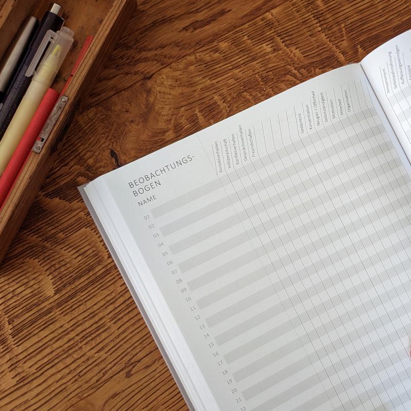 Lehrerkalender 2025 2026 für die Grundschule, grau-beige, mit Beobachtungsbögen, Stundenplan, Klassenlisten, Kontaktlisten, Vertretungsstunden, u.v.m.