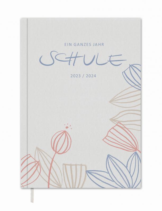 Lehrerkalender 2023 2024 creme beige blau rosa mit Planungshelfer für Unterrichtsvorbereitung und Schuljahr Planung