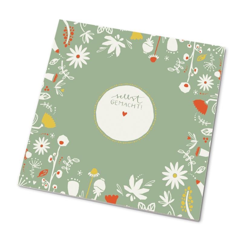Marmeladendeckchen für Dankeschön Gastgeschenke im floralen folklore Design, Grün Weiß Gelb Rot