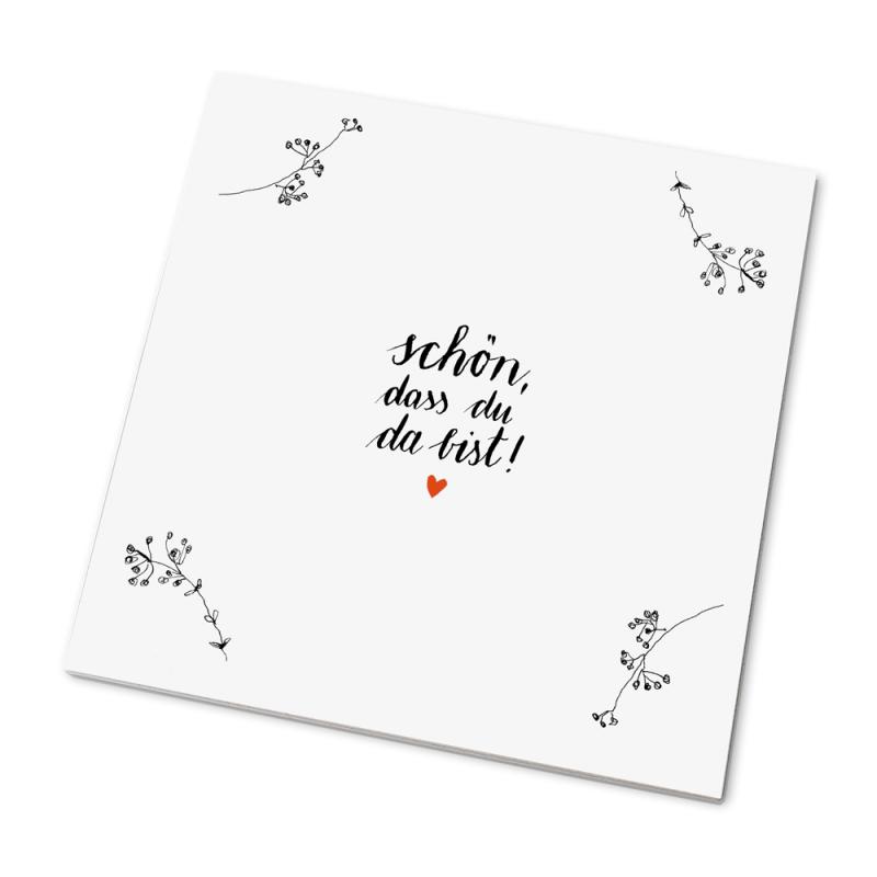 Marmeladendeckchen für Dankeschön Gastgeschenke im floralen Kalligrafie Design, Schwarz Weiß