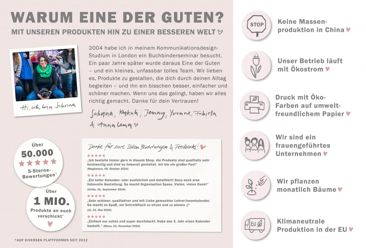Detailansicht Wochenübersicht A5 Terminkalender 2026, blau altrosa