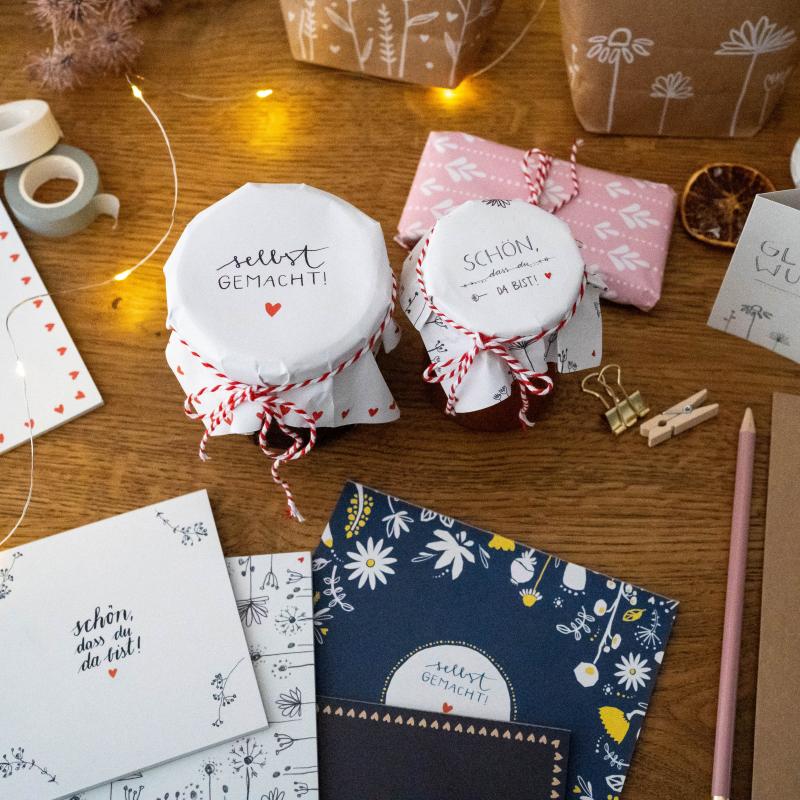 Schöne Marmeladendeckchen für Dankeschön Gastgeschenke zu Hochzeit, Geburtstag, Taufe, Familienfeier