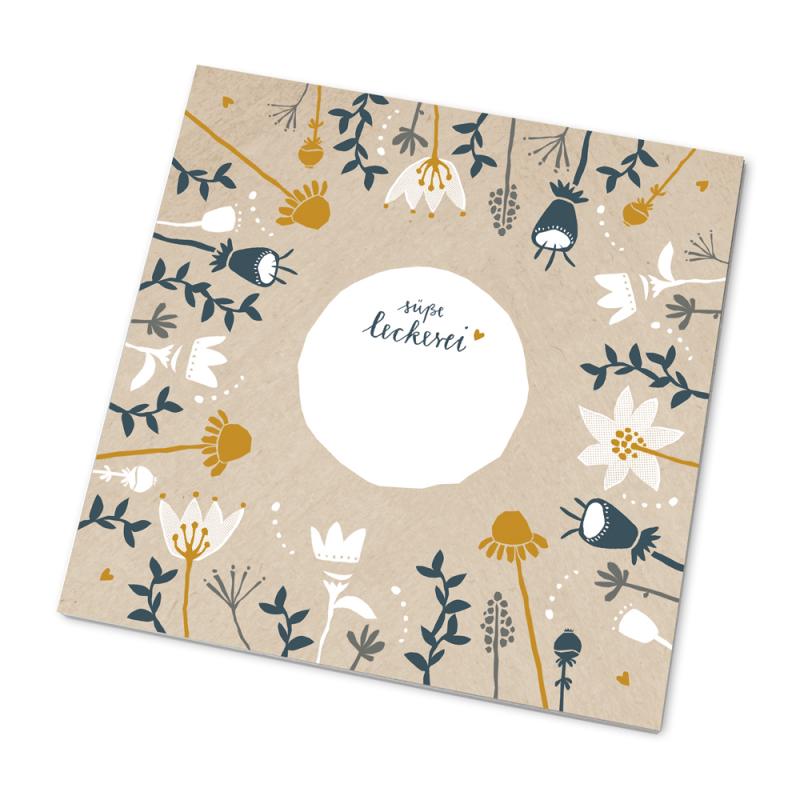 Fröhliches Marmeladendeckchen Set mit Bastelschnur, Creme Gelb mit Blumen