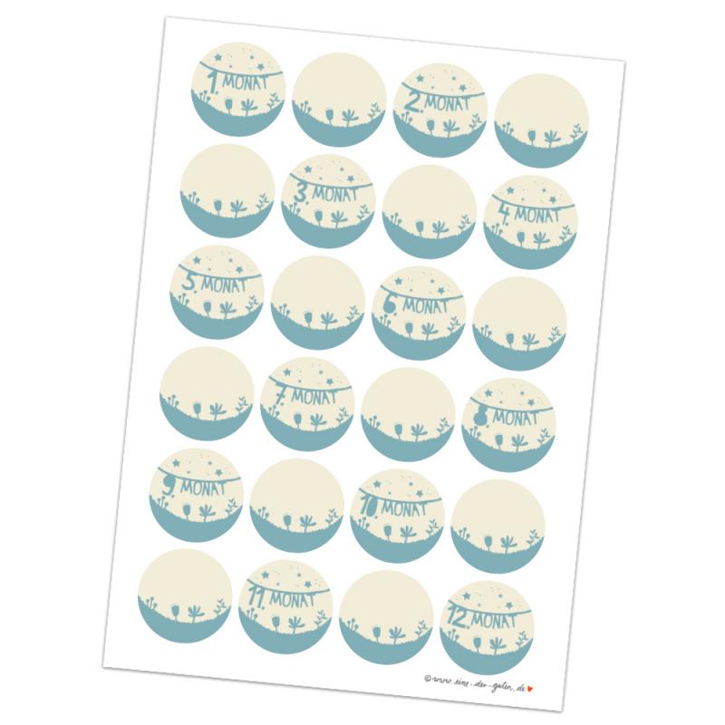 Nummerierte Monatssticker zum Basteln