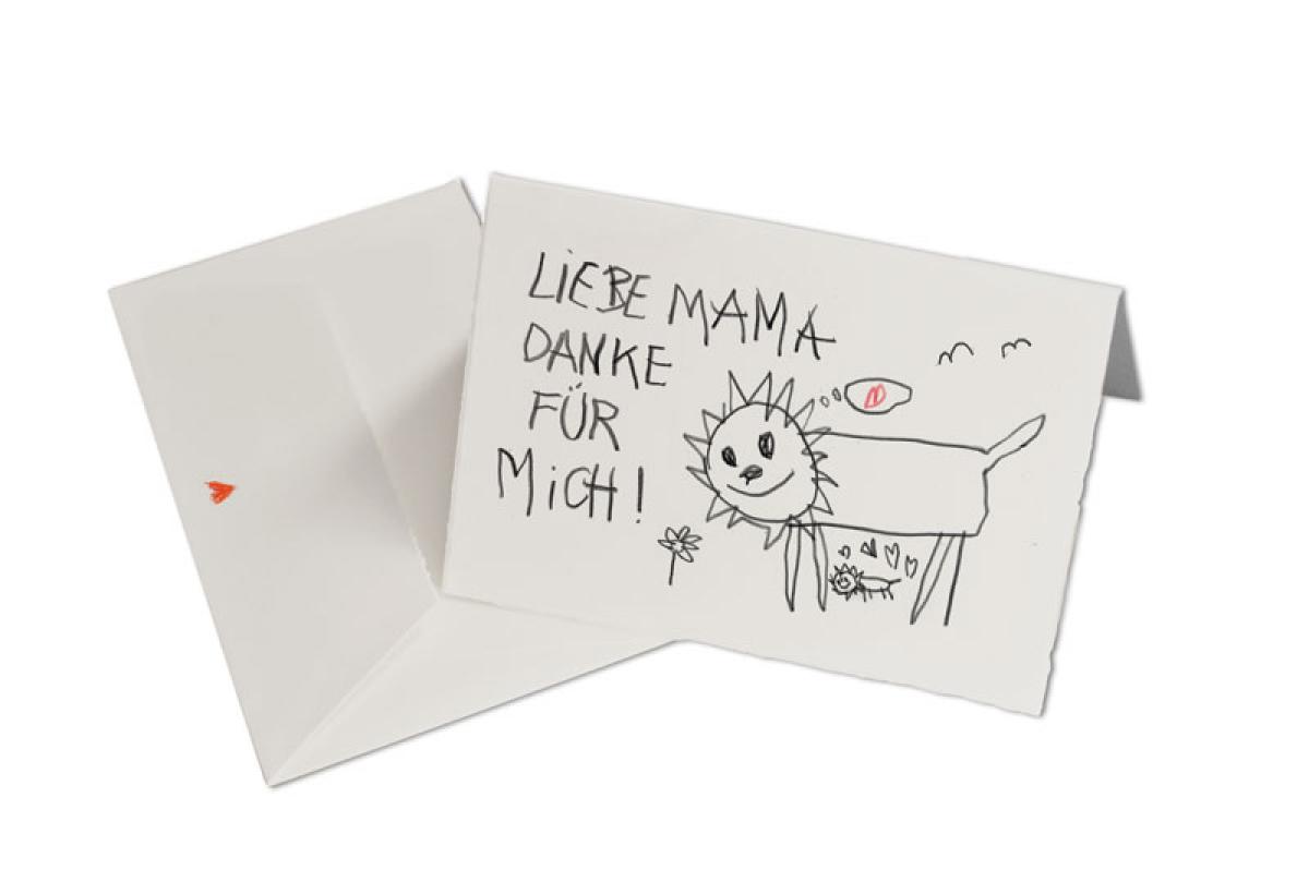 Charmante Spruchkarte & Muttertagskarte mit niedlicher Kinderzeichnung
