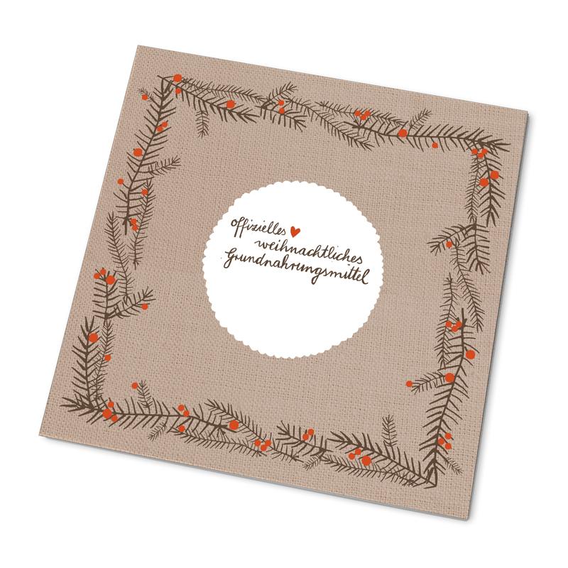 Marmeladendeckchen als Weihnachtsgeschenk im Handlettering Design, Beige Rot