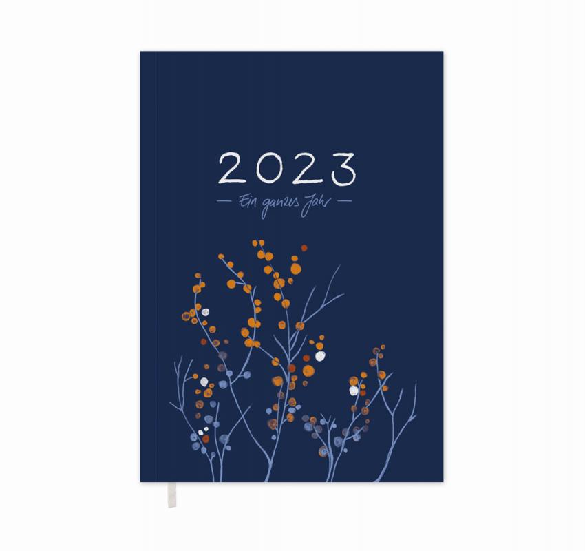 Kalender 2023 blau mit Hilfestellungen für mehr Achtsamkeit