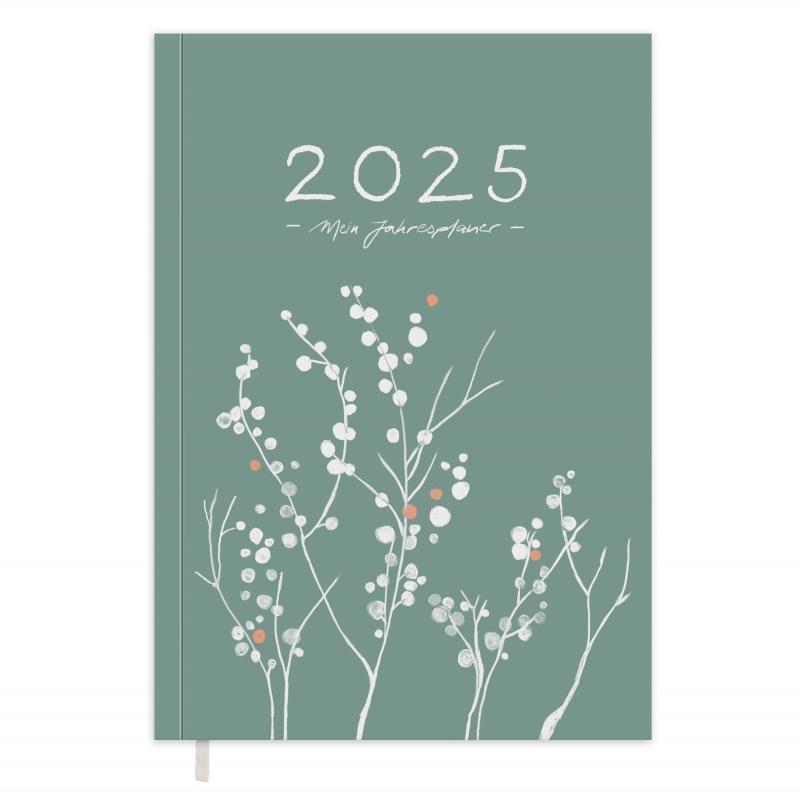 Kalender 2025 grün mit Hilfestellungen für mehr Achtsamkeit