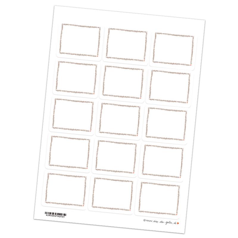 Rechteckige Etiketten zum beschriften, Retro Design in Beige Weiß