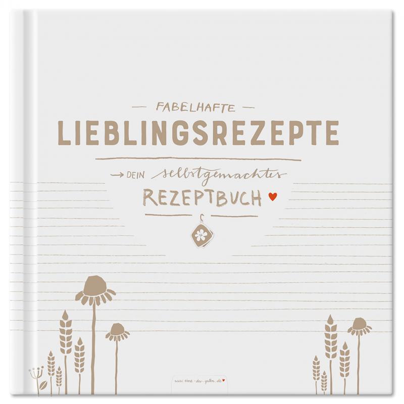 Rezeptbuch zum selbst gestalten, Vintage Collage Design in Weiß Grau Beige