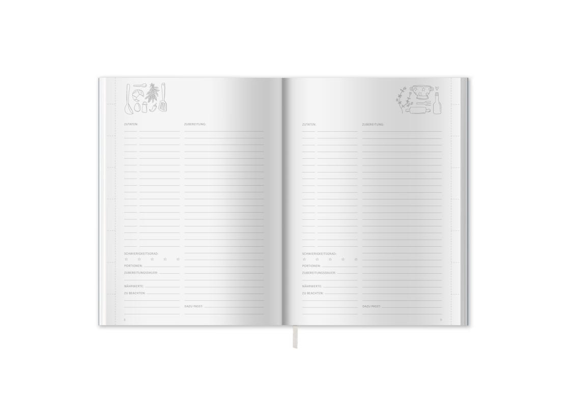 Blanko Kochbuch zum selbst ausfüllen im Vintage Design