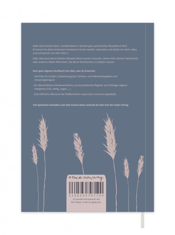 Rezeptbuch für eigene Koch- und Backideen, vintage Küchen-Kräuter Design, Blau Rosa