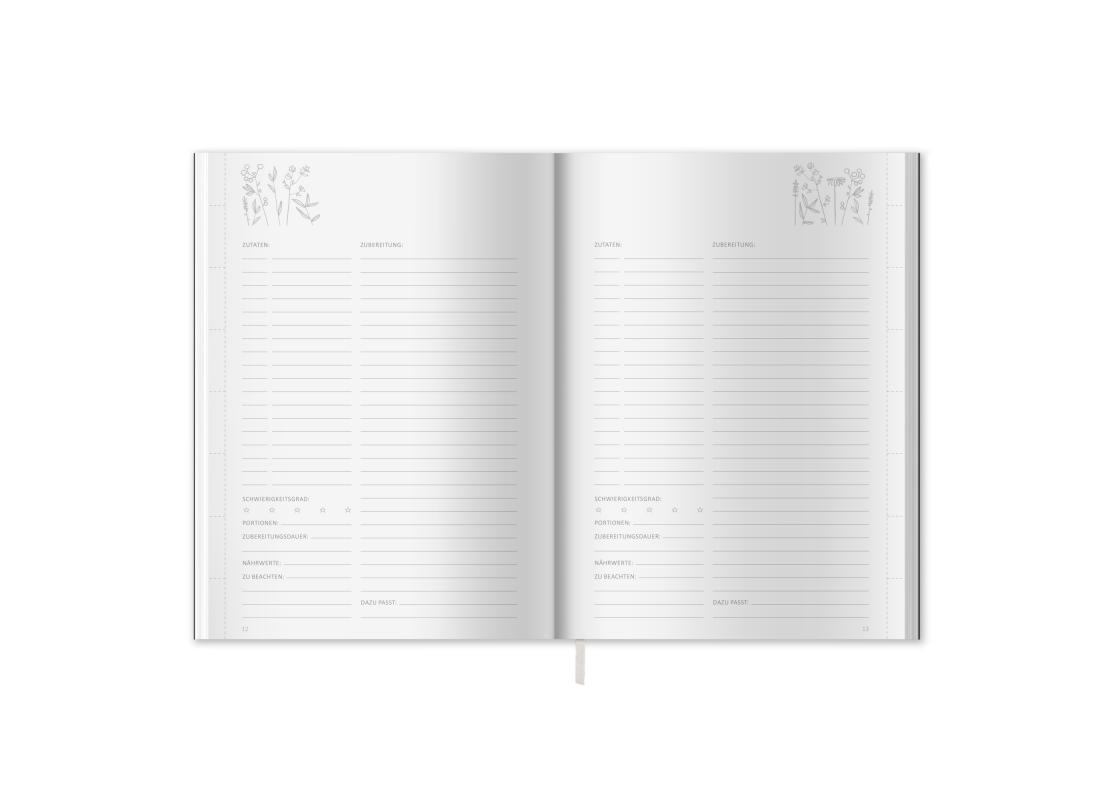 Blanko Kochbuch zum selbst ausfüllen im Vintage Design