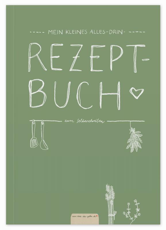Rezeptbuch zum selbst gestalten, Vintage HandletteringDesign in Grün Weiß