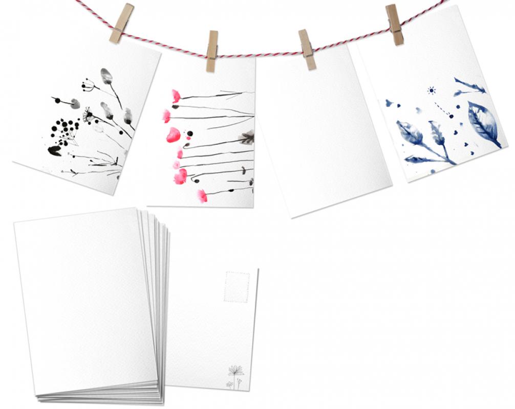 Blanko Osterkarten oder Weihnachtskarten weiß zum individuell gestalten aus Aquarellpapier für Kinder und Erwachsene