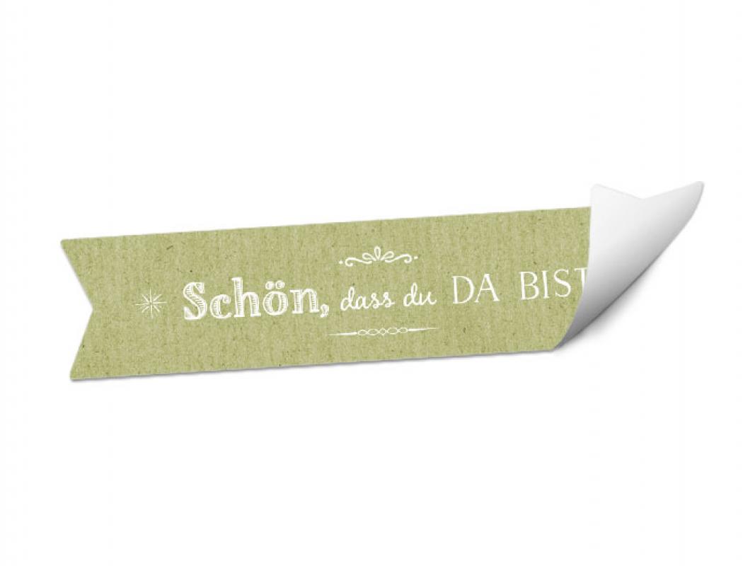 Wimpel Sticker für Tischkarten und Gastgeschenke im Vintage Design, Grün Weiß