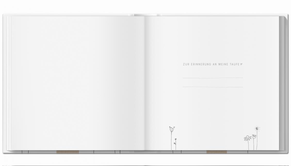 Taufbuch Blanko, Gästebuch weiß mit Blumen für Taufe, Taufgeschenk