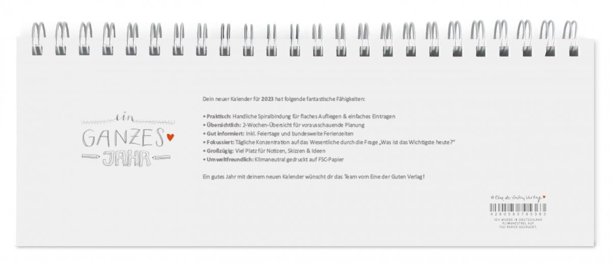 Tischkalender 2023 inkl. Feiertage und Ferien, weiß mit Blumen