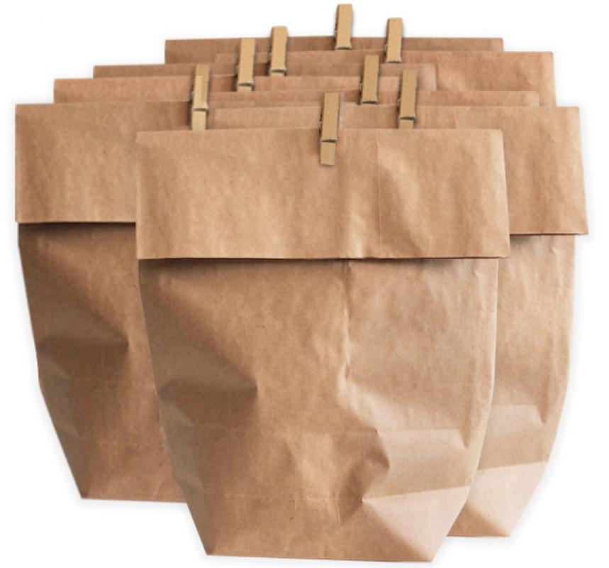 Geschenktüten Set aus Kraftpapier Tüten und Holz Klammern