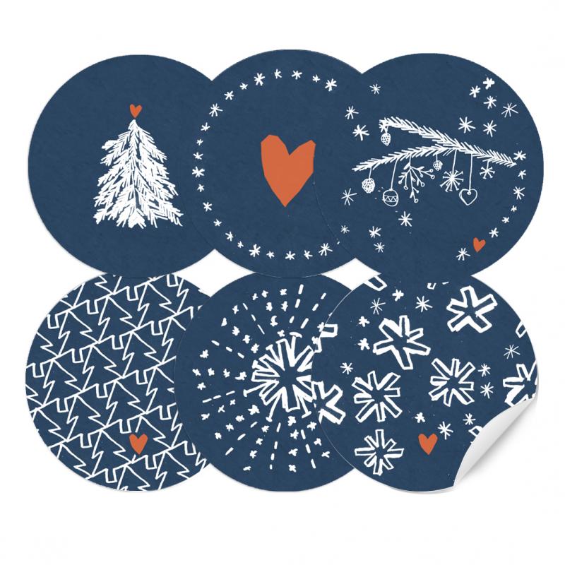Weihnachtssticker für eure Weihnachtsdeko in Blau Weiß