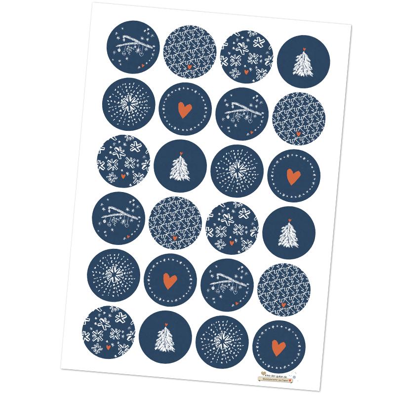 Weihnachtssticker im schönen Design als Weihnachtsdeko Blau