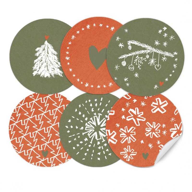 Weihnachtssticker für eure Weihnachtsdeko in Rot Grün Weiß