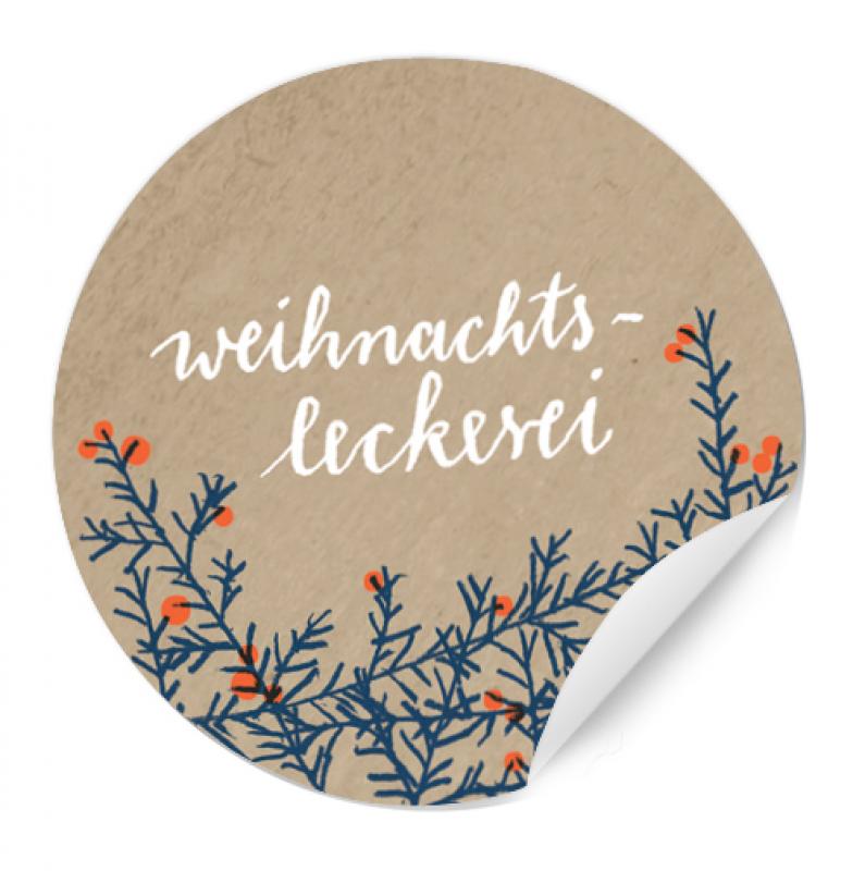 Weihnachtssticker für eure Leckerei in Beige mit Beeren