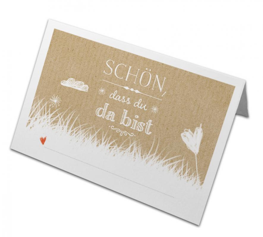 Tischkarten Schön, dass du da bist, BEIGE, Hochzeit Tischdeko EINE