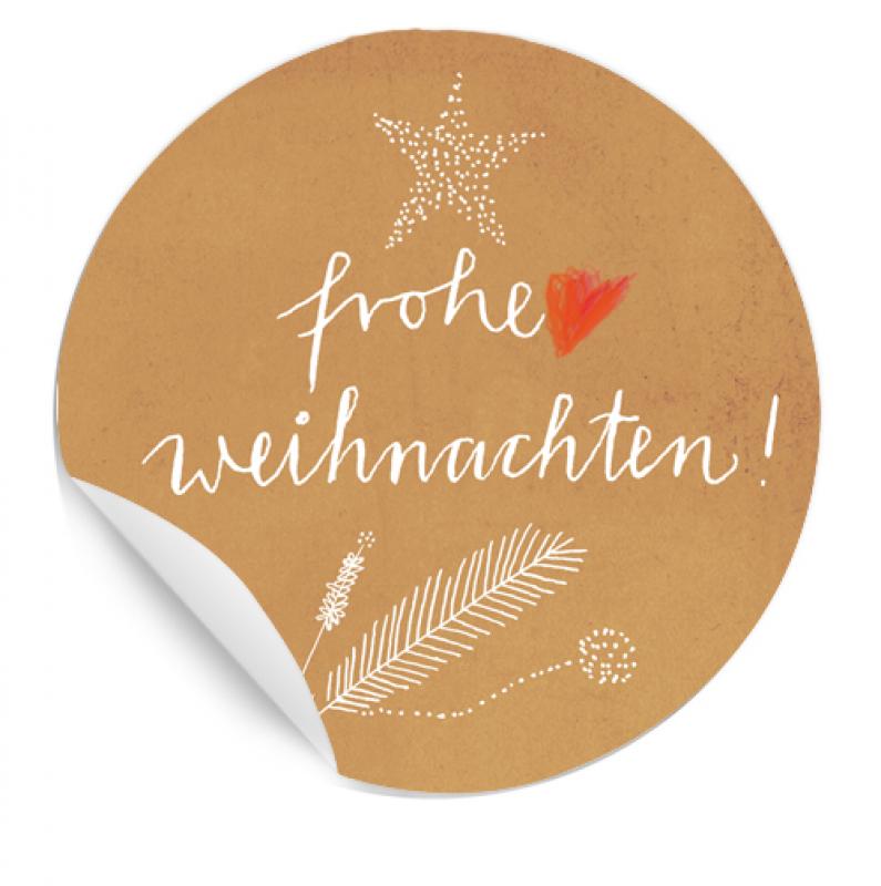 Weihnachtssticker Dekoaufkleber Frohe Weihnachten Kupfer edel