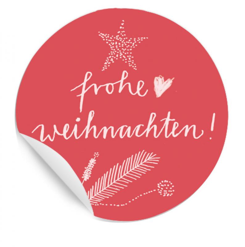 24 selbstklebende Weihnachtsetiketten Frohe Weihnachten in Hellrot