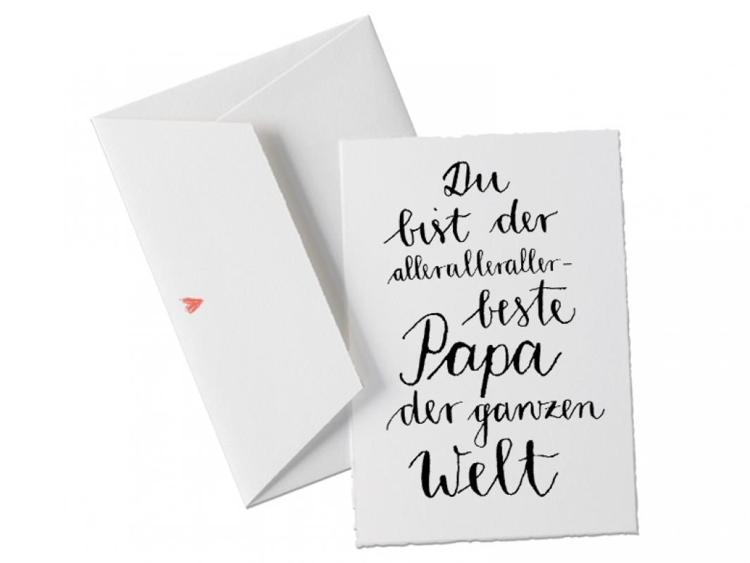 Büttenkarte in schönem Design, Kalligrafie, Schwarz Weiß, für Väter