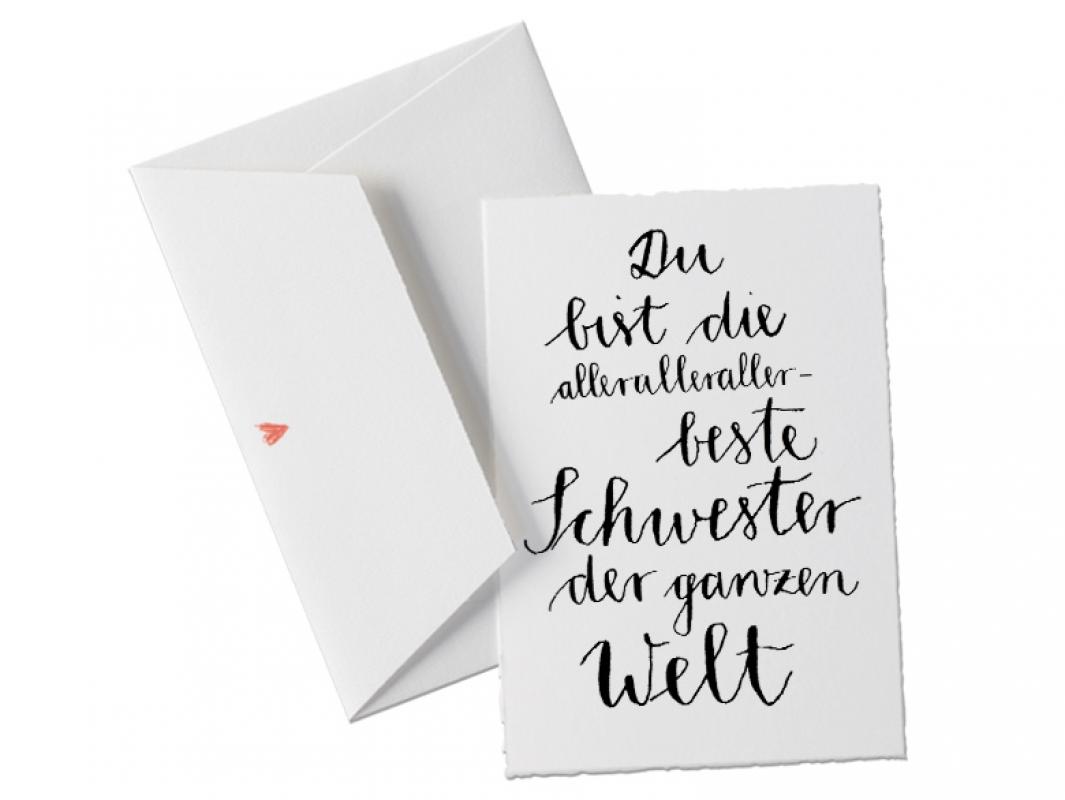 dankeschön,danksagung,dankeskarten,glückwunsch,glückwünsche,grußkarten,postkarte,bütte,edel,schlicht,schwester,geschwister,kalligrafie