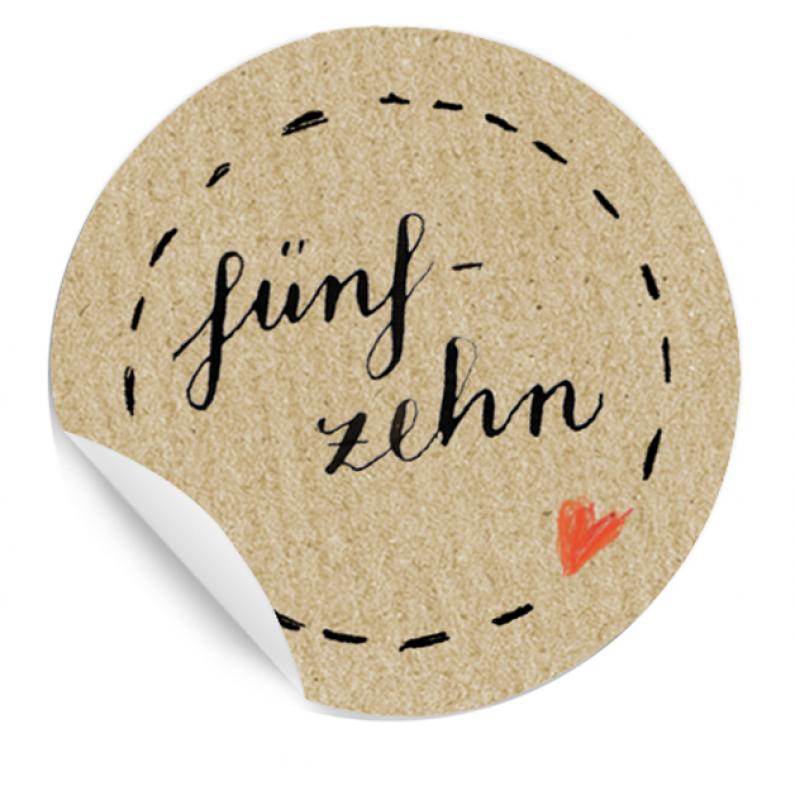 Zahlensticker Adventskalenderzahlen Kraftpapier Optik beige braun 4cm