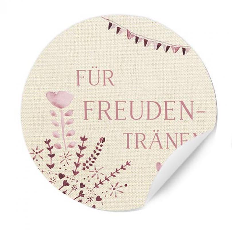 Creme Rosa Freudentränen Aufkleber für Taschentücher, Hochzeit Gastgeschenke