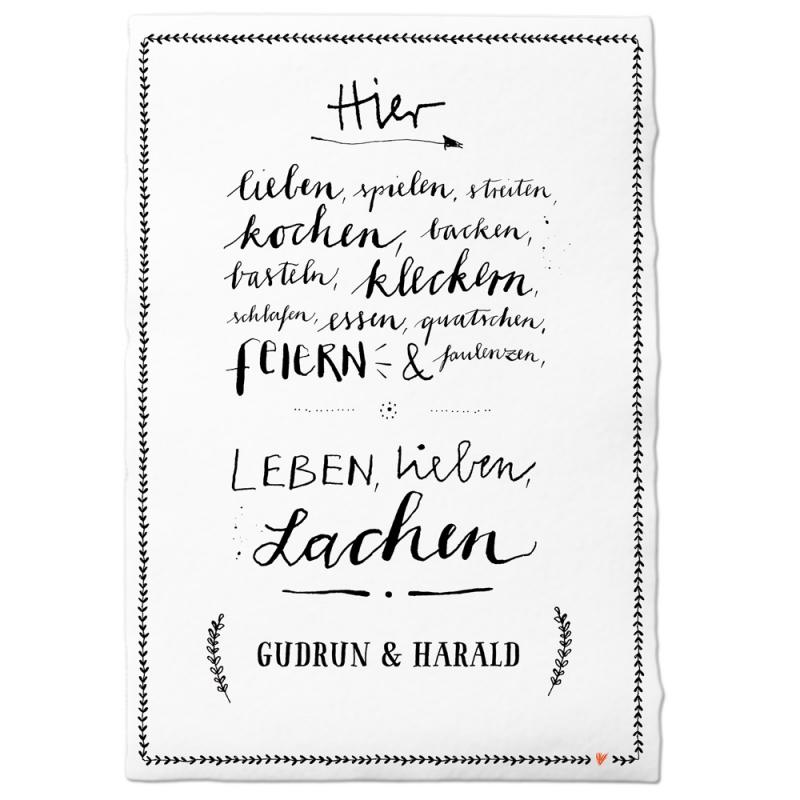 Personalisiertes Familienbild mit Spruch für Hochzeit und Familien