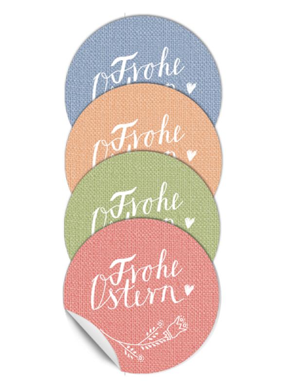 Ostersticker Mix in Pastell - Frohe Ostern! Osterdeko Sticker in vier Farben