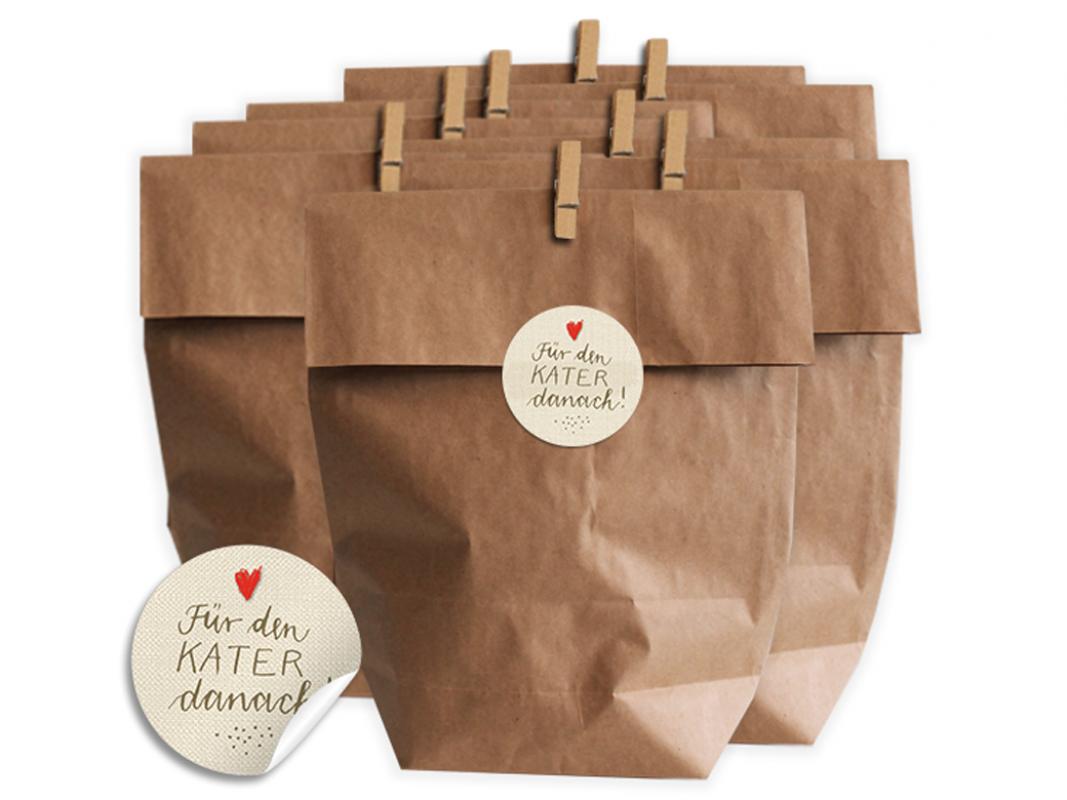Geschenktüten Set für Hochzeit Gastgeschenke oder Party Survival Kit