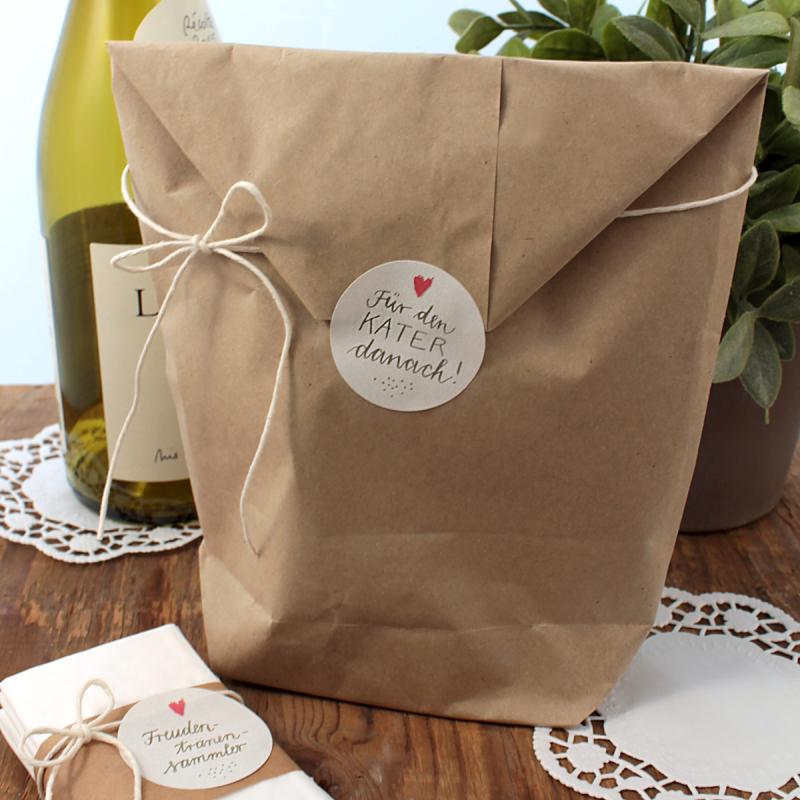 24 Aufkleber Für den Kater danach! für Party Survival Kit in Creme, für die Gastgeschenke zur Hochzeit, Geburtstag, Party :)