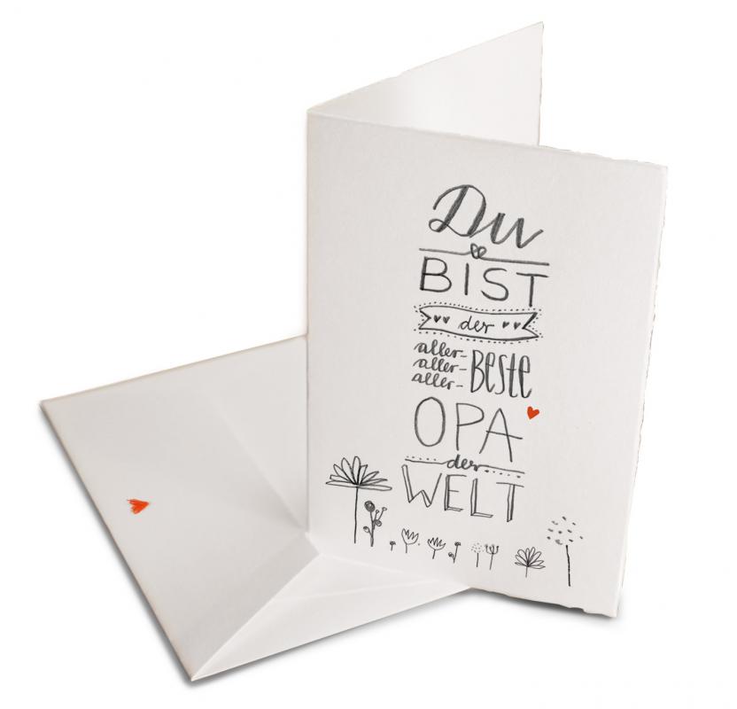 Grußkarte für den allerbesten Opa im DIY Kalligrafie Stil und Blumen