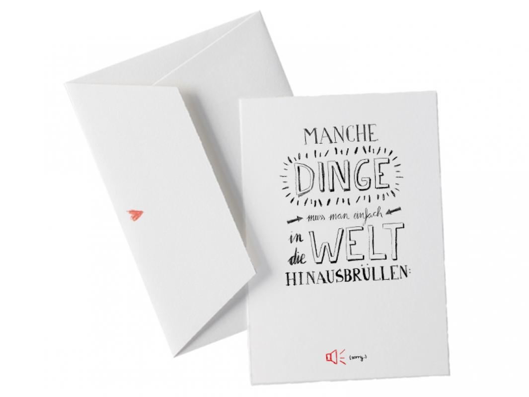 Originelle Grußkarte zum Entschuldigen im Typografie Design mit Umschlag